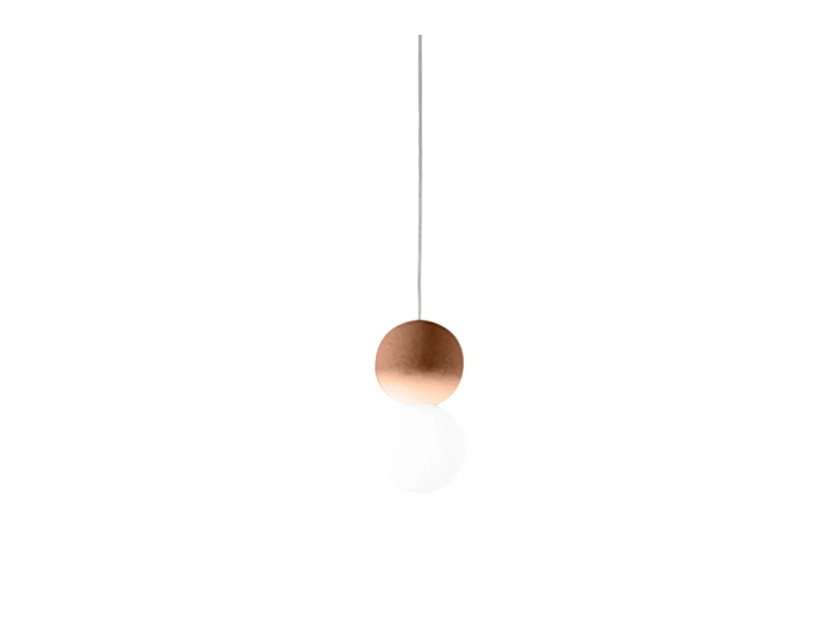 Sfera - Suspension simple avec sphère en béton rouge et verre opale - 1XG9 max 1X7W, cadre blanc
