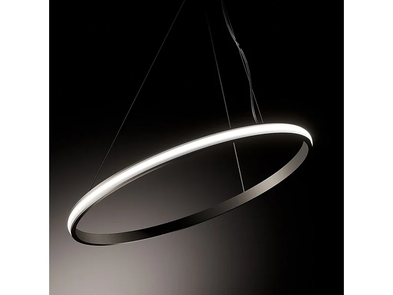 Iole S1 LED hanglamp 28W dimbaar - Kroonluchter met moderne titanium ring, warm licht 3000K, IP20