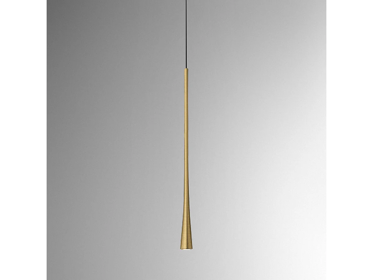 Dafne - 7W 3000K IP20 gold LED pendant lamp - Minimal design LED ceiling lamp in aluminum - Power supply included - Max. length 165cm