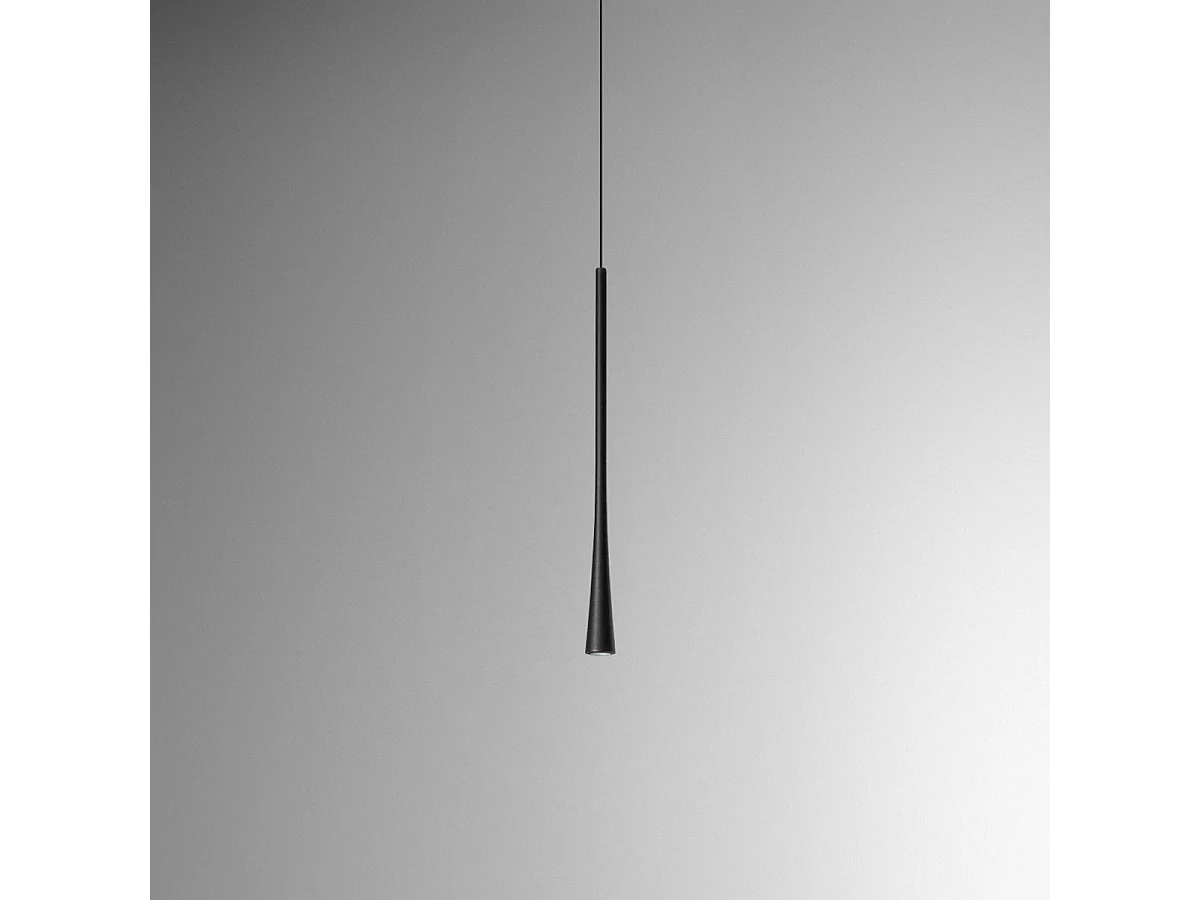 Dafne - Czarna lampa wisząca LED 7W 3000K IP20 - Minimalistyczna lampa sufitowa LED z aluminium - Zasilacz w zestawie - Maksymalna długość 190 cm
