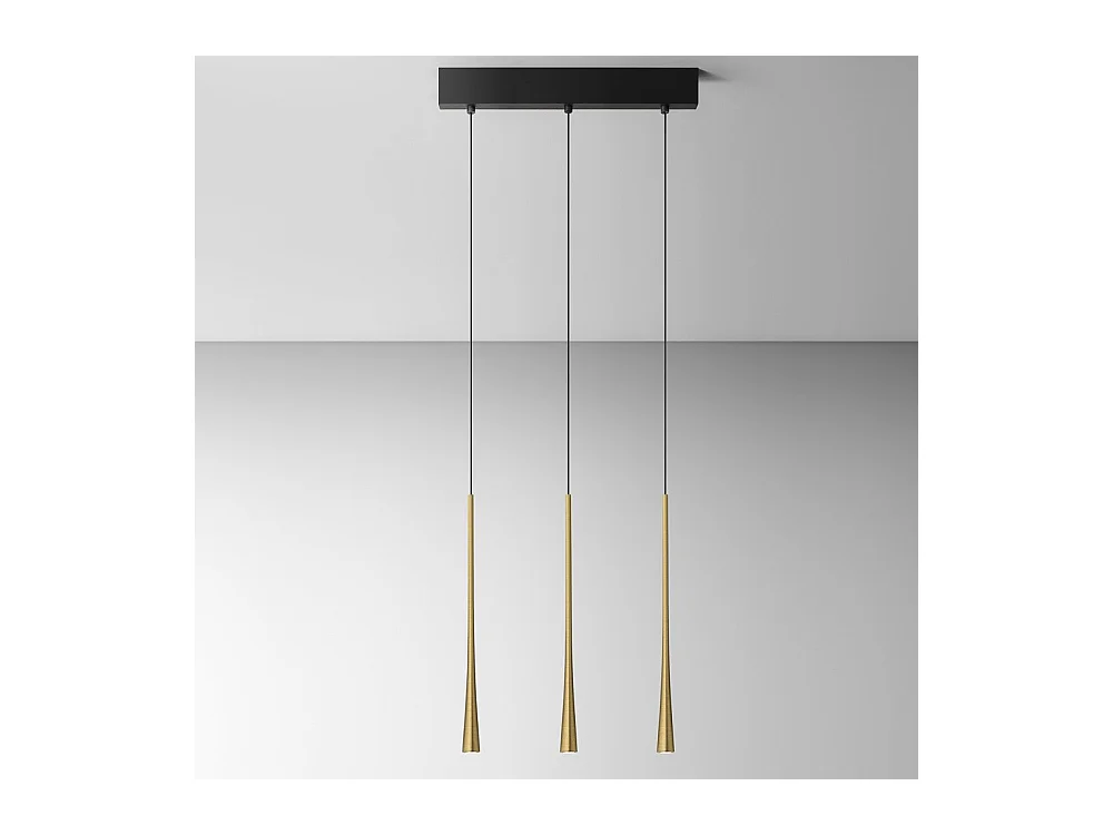 Dafne - Goldene Pendelleuchte 16,5 W warmes Licht 3000 K IP20 - LED-Deckenleuchte 3 Lichter modernes Design - satiniertes weißes Aluminium