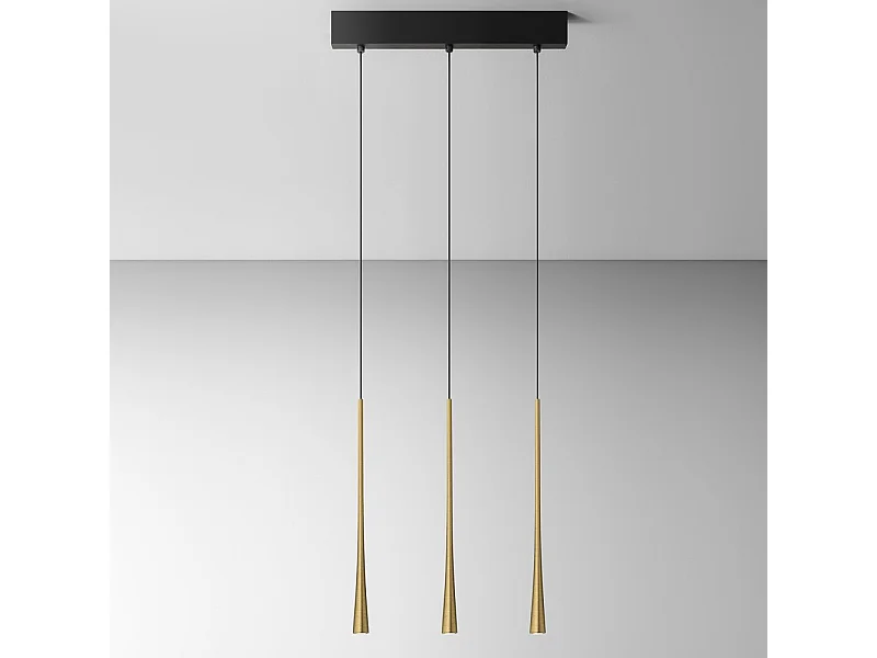Dafne - Candeeiro suspenso dourado 16,5W luz quente 3000K IP20 - Candeeiro de teto LED 3 luzes design moderno - alumínio branco acetinado