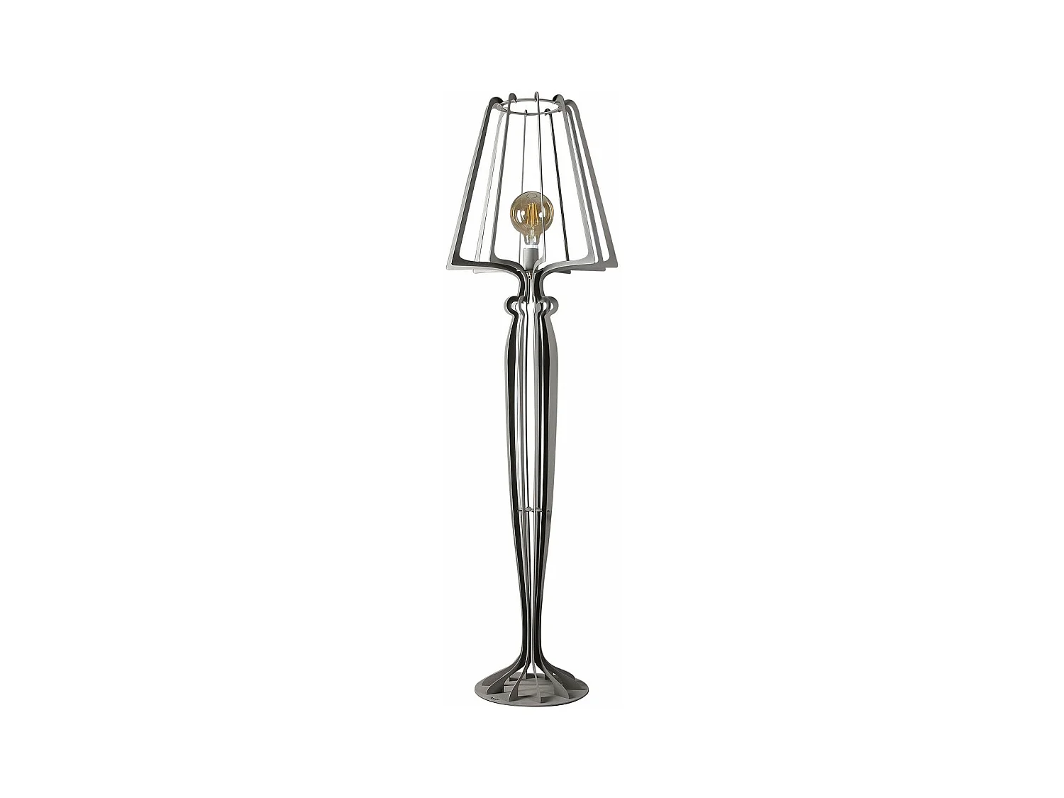 Lampada da terra Minerva Ø38x166 cm in ferro stile reticolato Design moderno con interruttore a pedale Attacco E27 Made in Italy Fango
