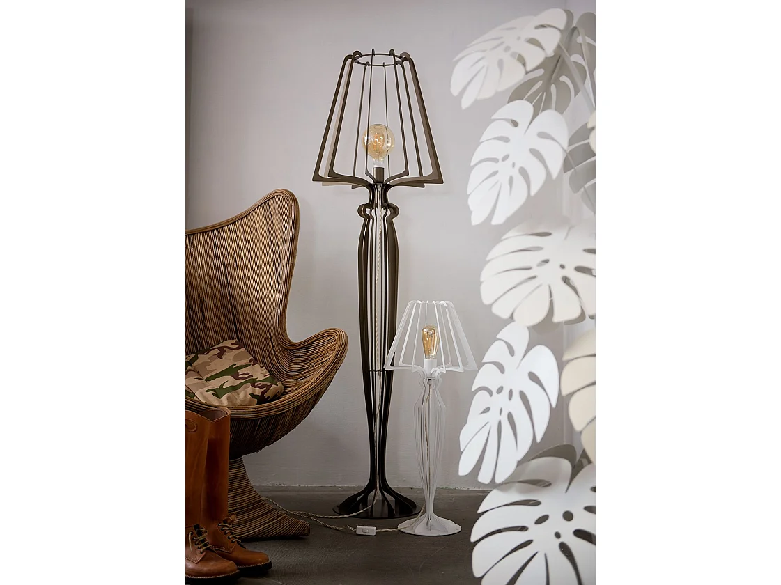 Lampadaire Minerva Ø38x166 cm en fer de style réticulé avec interrupteur au pied Connexion E27 Fabriqué en Italie Boue
