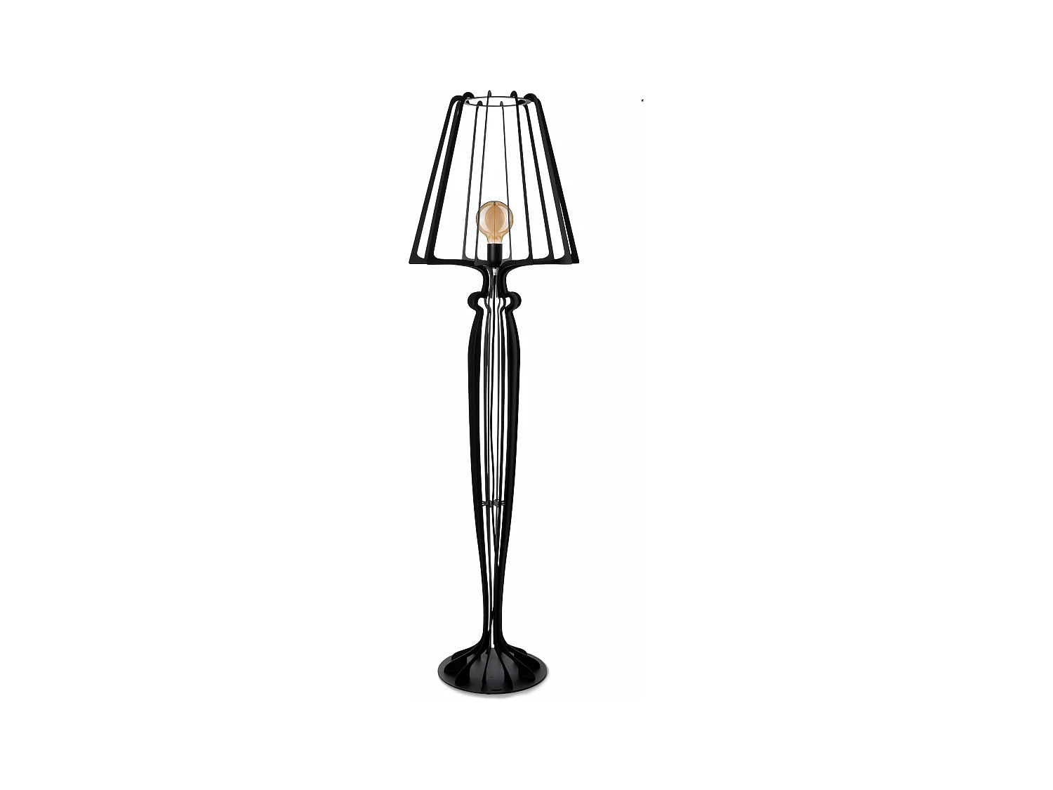 Lampadaire Minerva Ø38x166 cm en fer de style réticulé avec interrupteur au pied Connexion E27 Fabriqué en Italie Noir