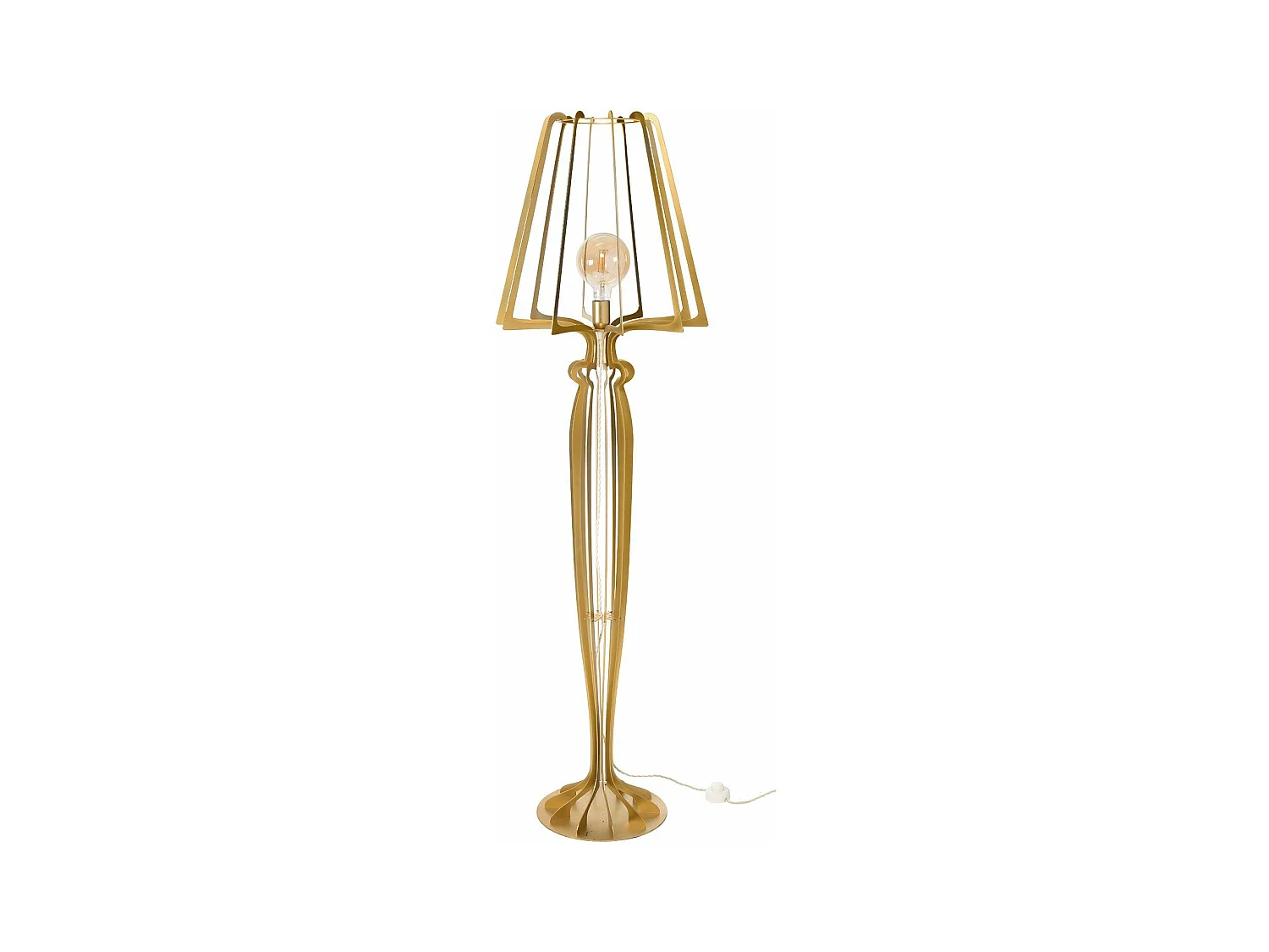 Lampadaire Minerva Ø38x166 cm en fer de style réticulé avec interrupteur au pied Connexion E27 Fabriqué en Italie Or
