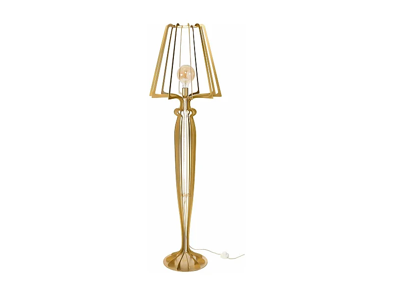 Lampada da terra Minerva Ø38x166 cm in ferro stile reticolato Design moderno con interruttore a pedale Attacco E27 Made in Italy Oro