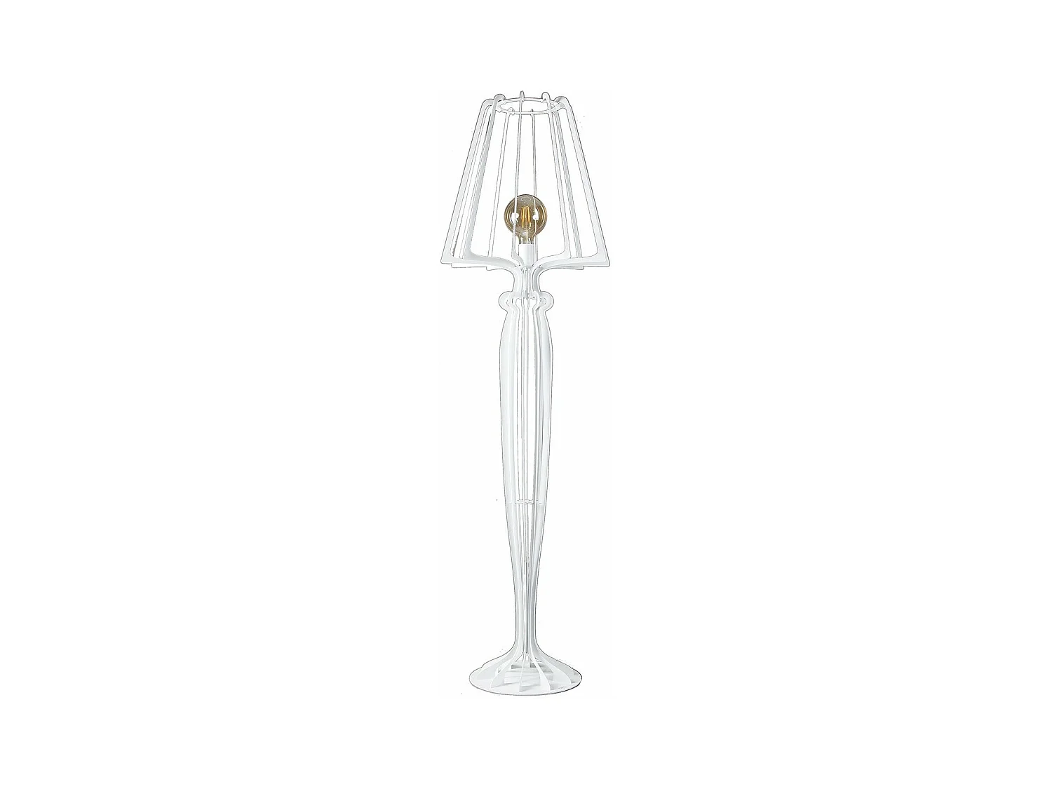 Lampadaire Minerva Ø38x166 cm en fer de style réticulé avec interrupteur au pied Connexion E27 Fabriqué en Italie Blanc