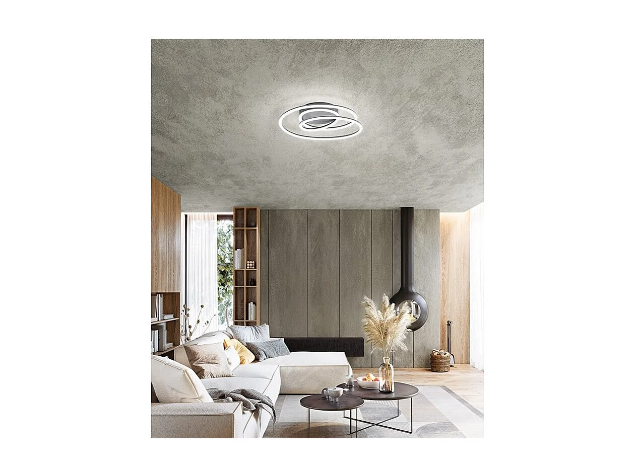 Plafonnier LED SPIRA en métal gris métallisé 68W Perenz