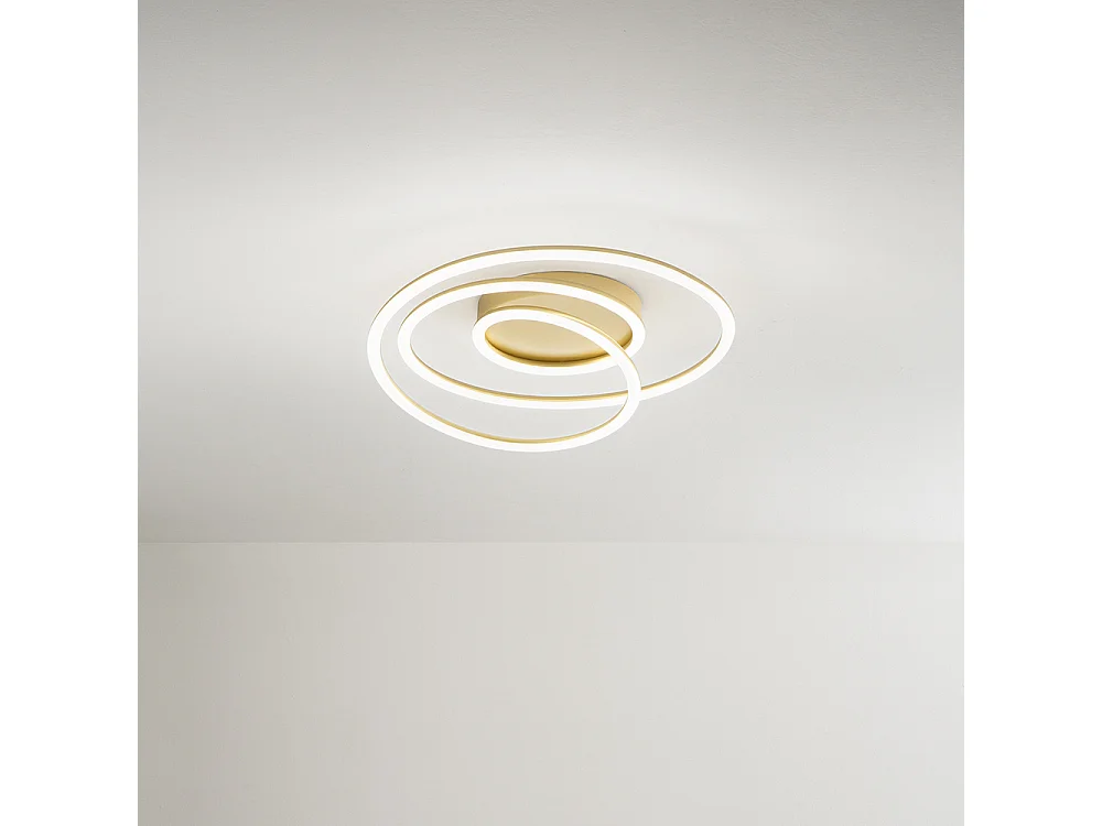 Plafonnier LED SPIRA en métal doré brossé 68W Perenz