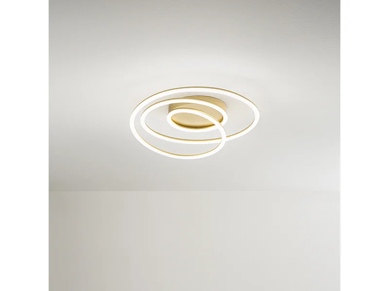 Plafonnier LED SPIRA en métal doré brossé 68W Perenz