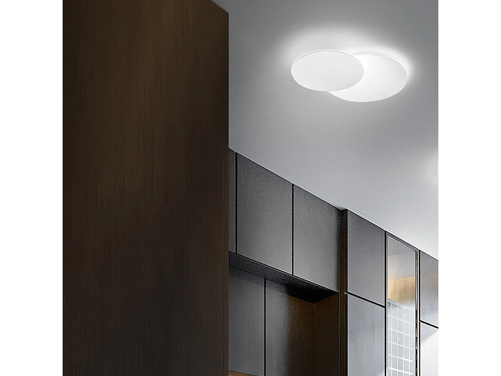 Plafonnier LED DRUM en métal blanc mat 33W Perenz