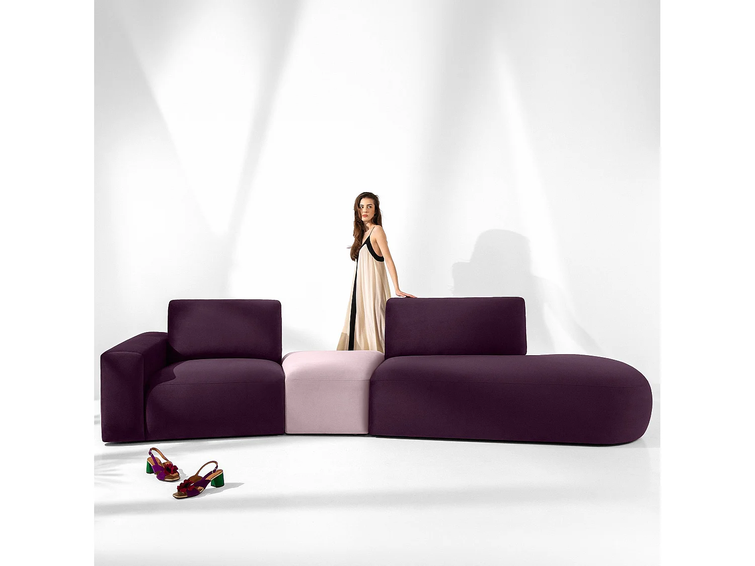 Ecksofa rechts - modern - ZUCCO - 4-Sitzer - Veloursstoff - Violett