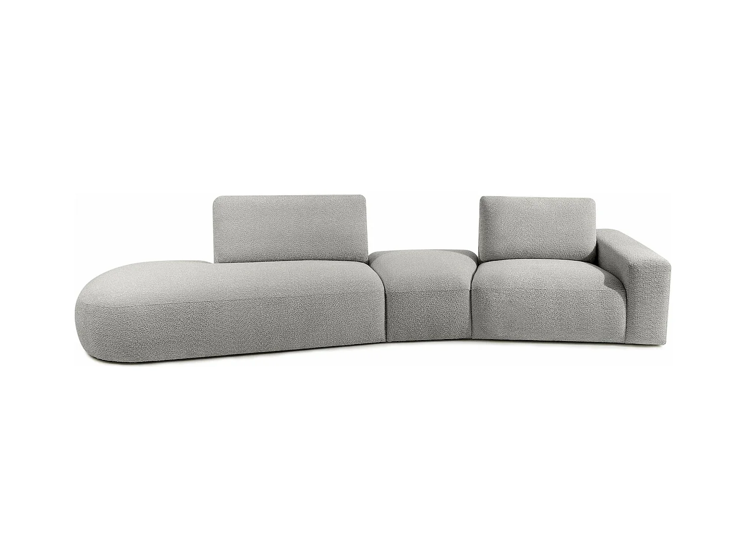 Ecksofa links - modern - ZUCCO - 4-Sitzer - Boucle - Hellgrau