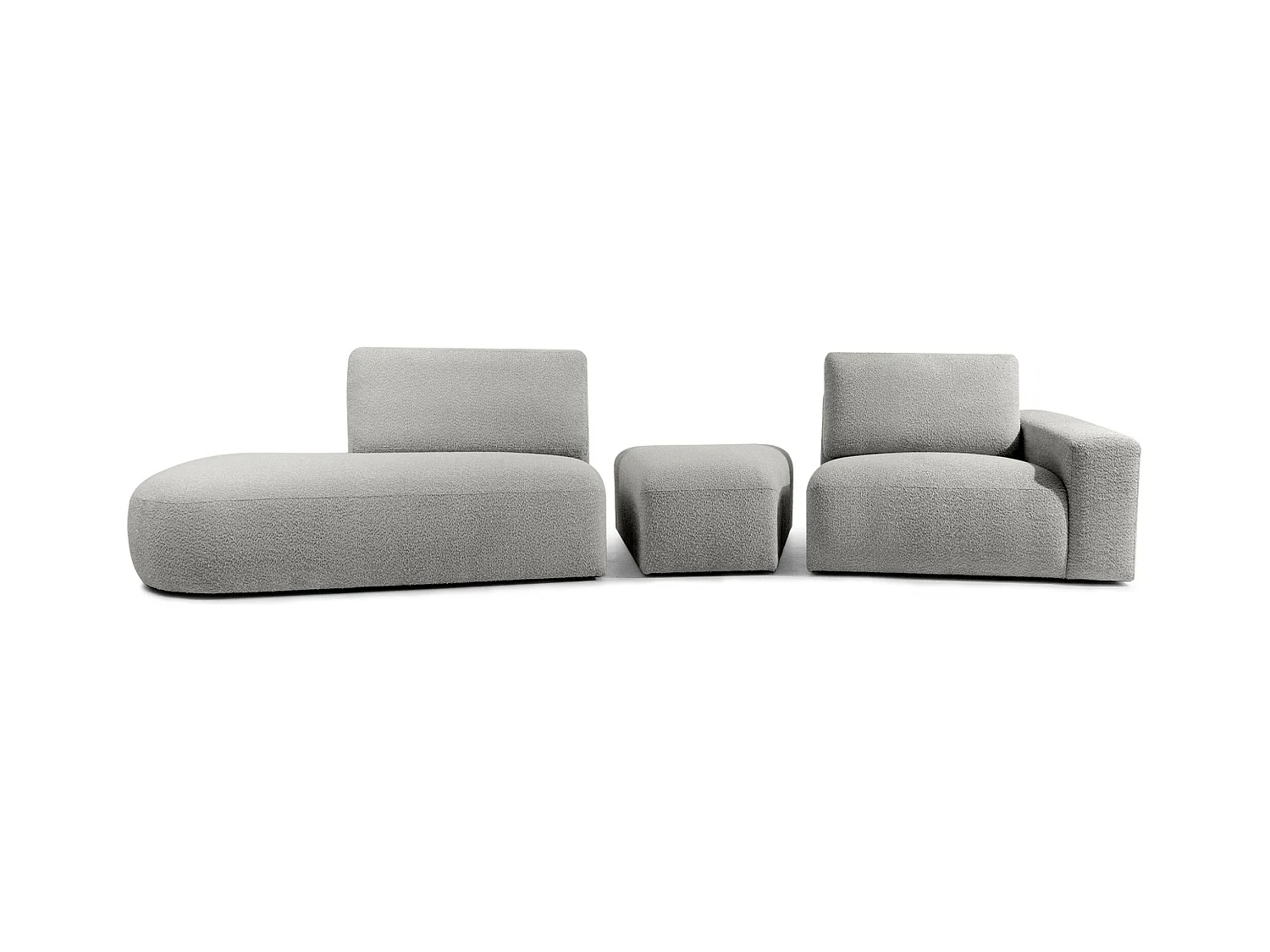 Ecksofa links - modern - ZUCCO - 4-Sitzer - Boucle - Hellgrau