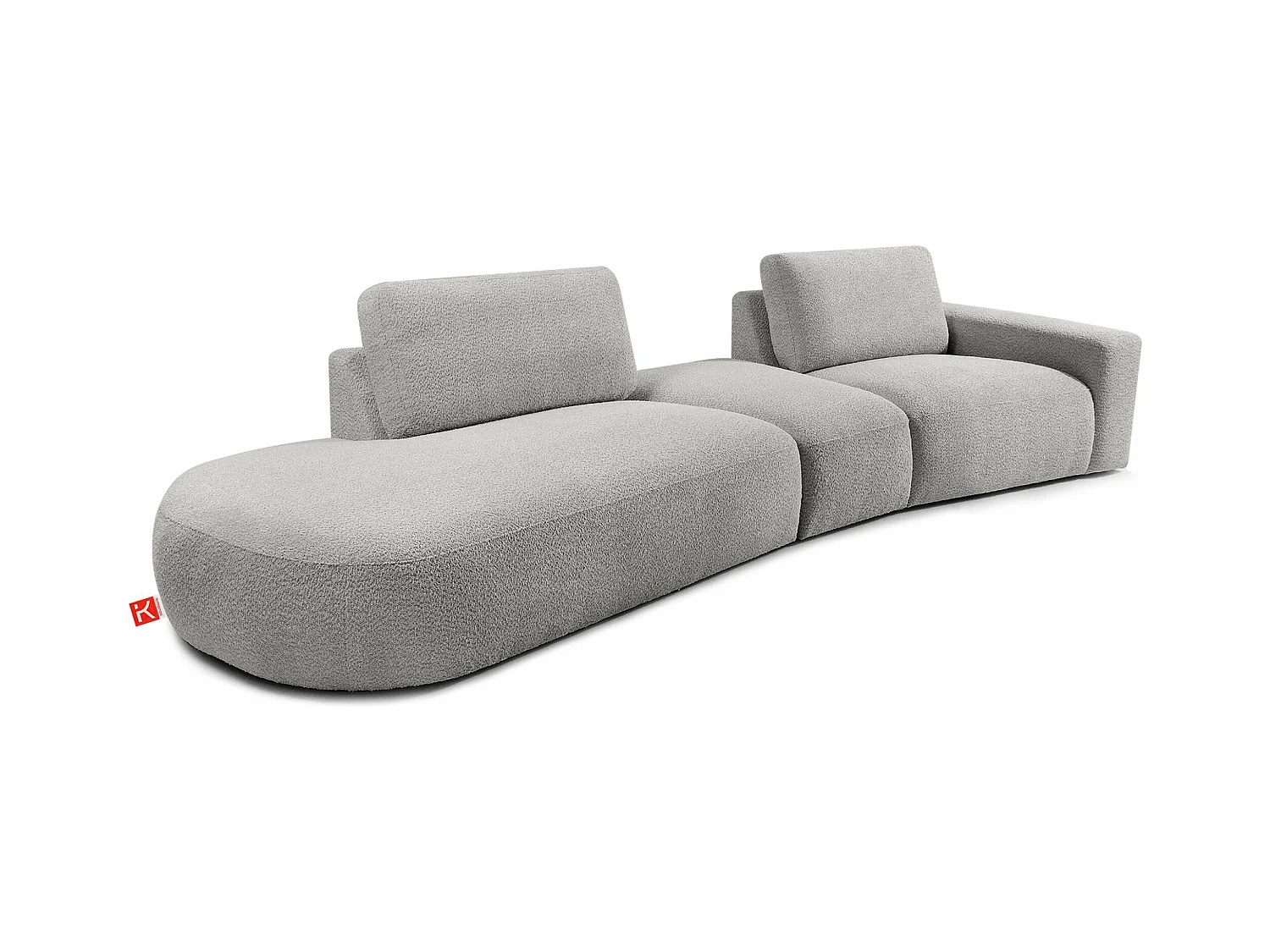 Canapé d'angle moderne gauche - ZUCCO - 4 places - tissu boucle - Gris clair