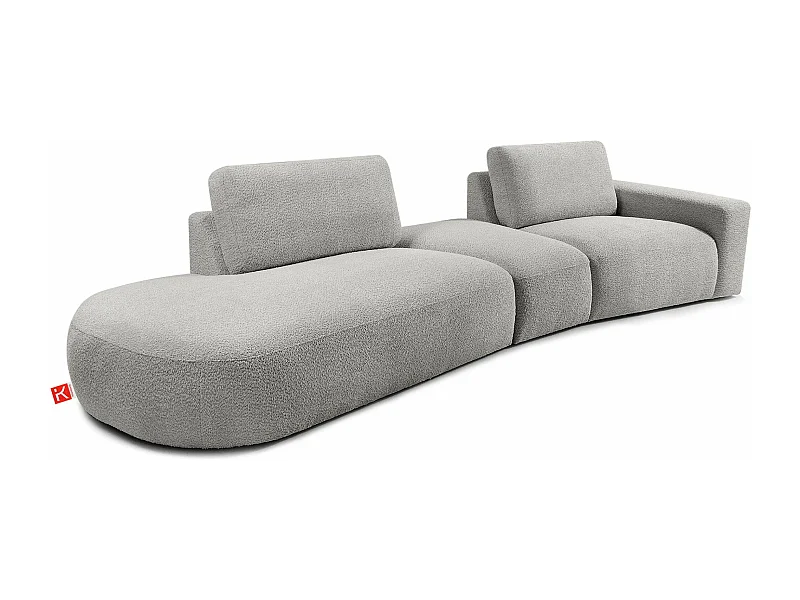 Ecksofa links - modern - ZUCCO - 4-Sitzer - Boucle - Hellgrau