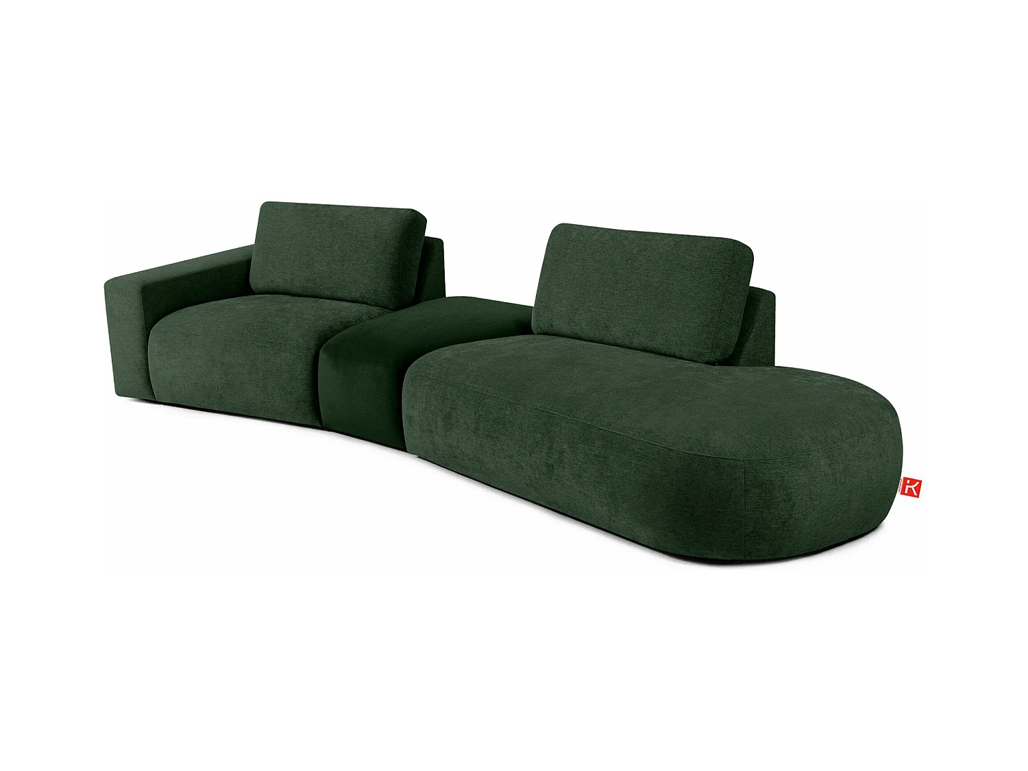 Ecksofa rechts - modern - ZUCCO - 4-Sitzer - Chenille Stoff - Dunkelgrün