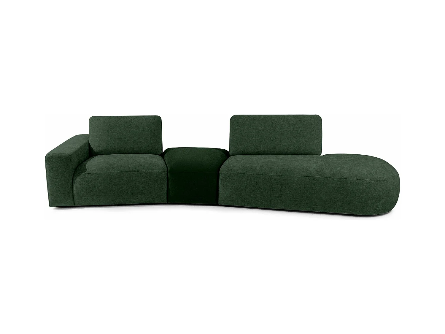 Ecksofa rechts - modern - ZUCCO - 4-Sitzer - Chenille Stoff - Dunkelgrün
