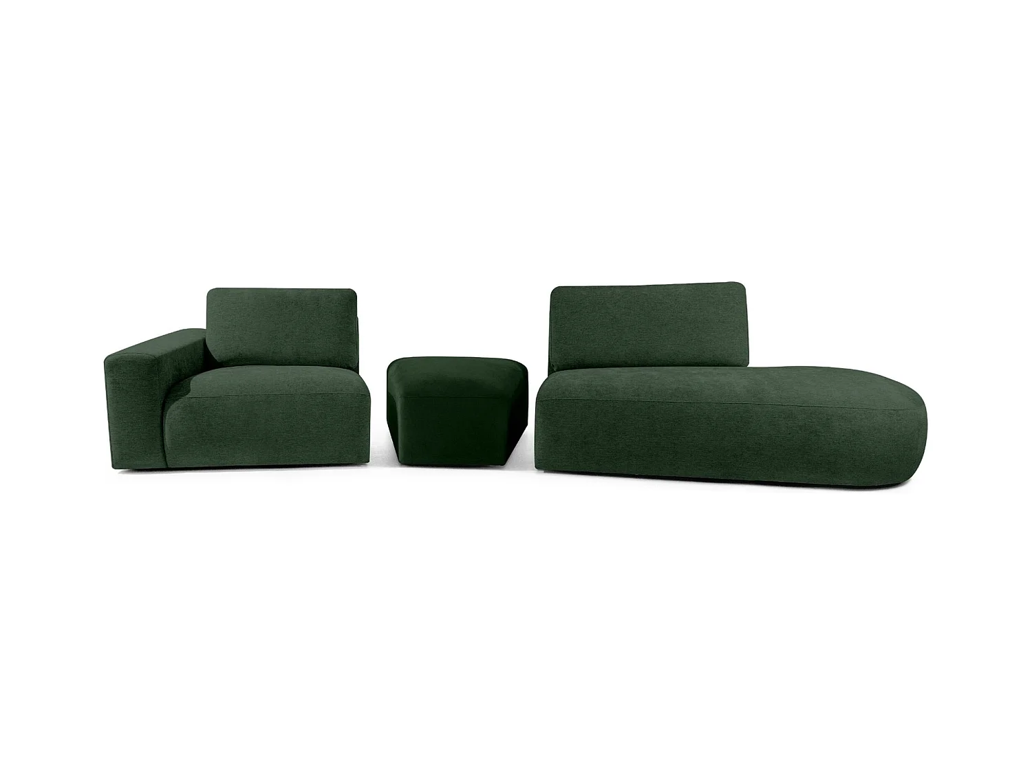 Ecksofa rechts - modern - ZUCCO - 4-Sitzer - Chenille Stoff - Dunkelgrün