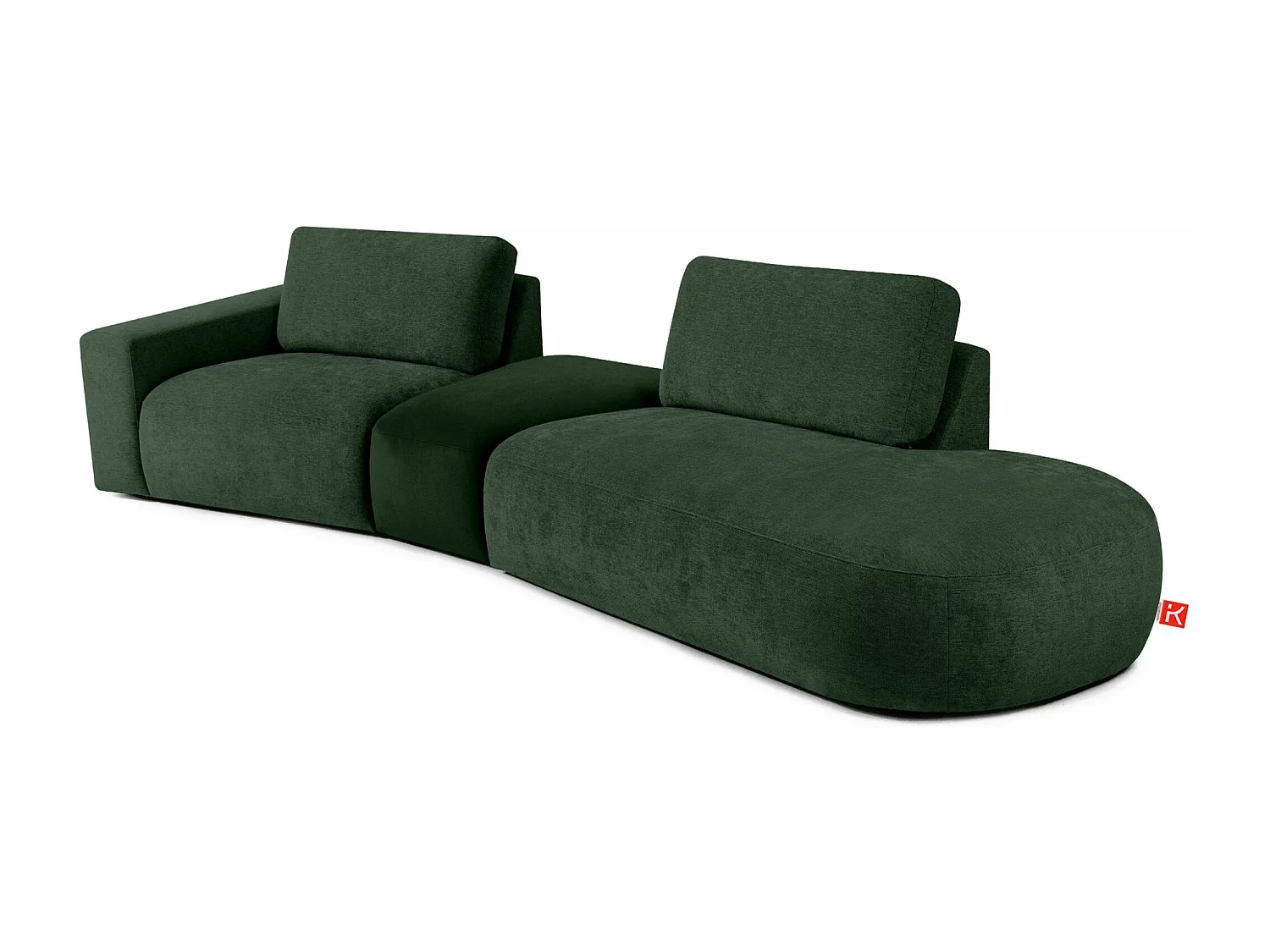 Ecksofa rechts - modern - ZUCCO - 4-Sitzer - Chenille Stoff - Dunkelgrün