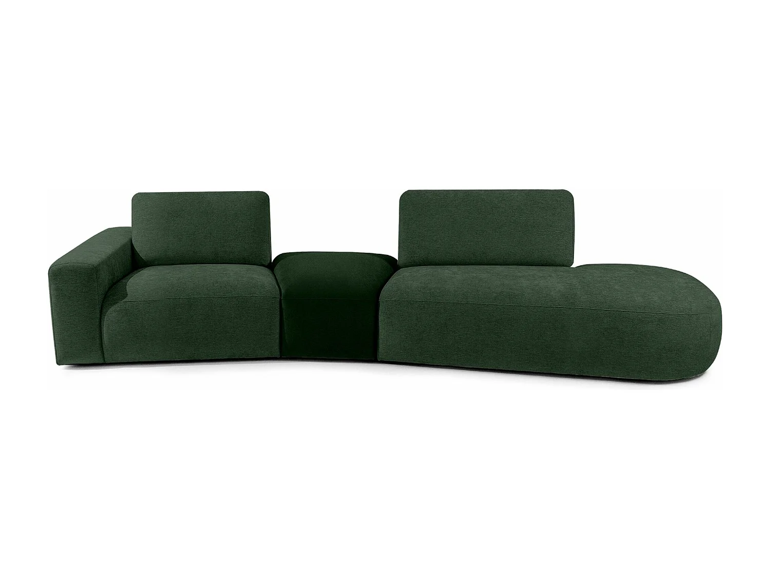 Ecksofa rechts - modern - ZUCCO - 4-Sitzer - Chenille Stoff - Dunkelgrün