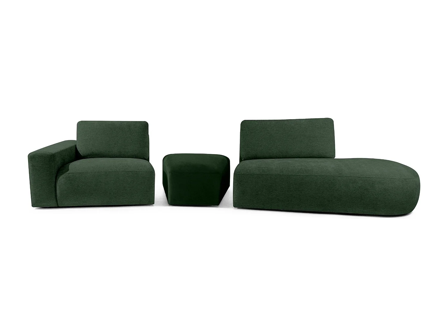 Ecksofa rechts - modern - ZUCCO - 4-Sitzer - Chenille Stoff - Dunkelgrün