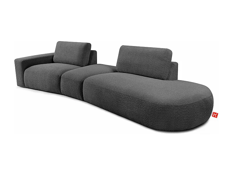 Canapé d'angle moderne droit - ZUCCO - 4 places - tissu boucle - Graphite