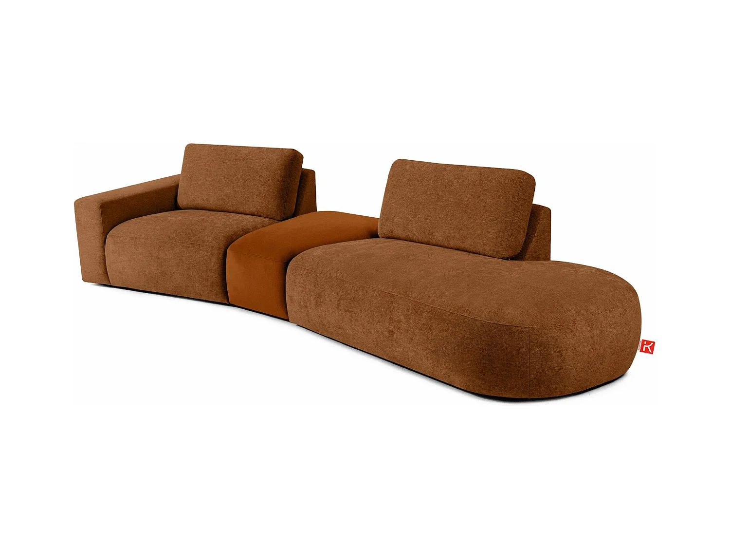Ecksofa rechts - modern - ZUCCO - 4-Sitzer - Chenille Stoff - Kupfer