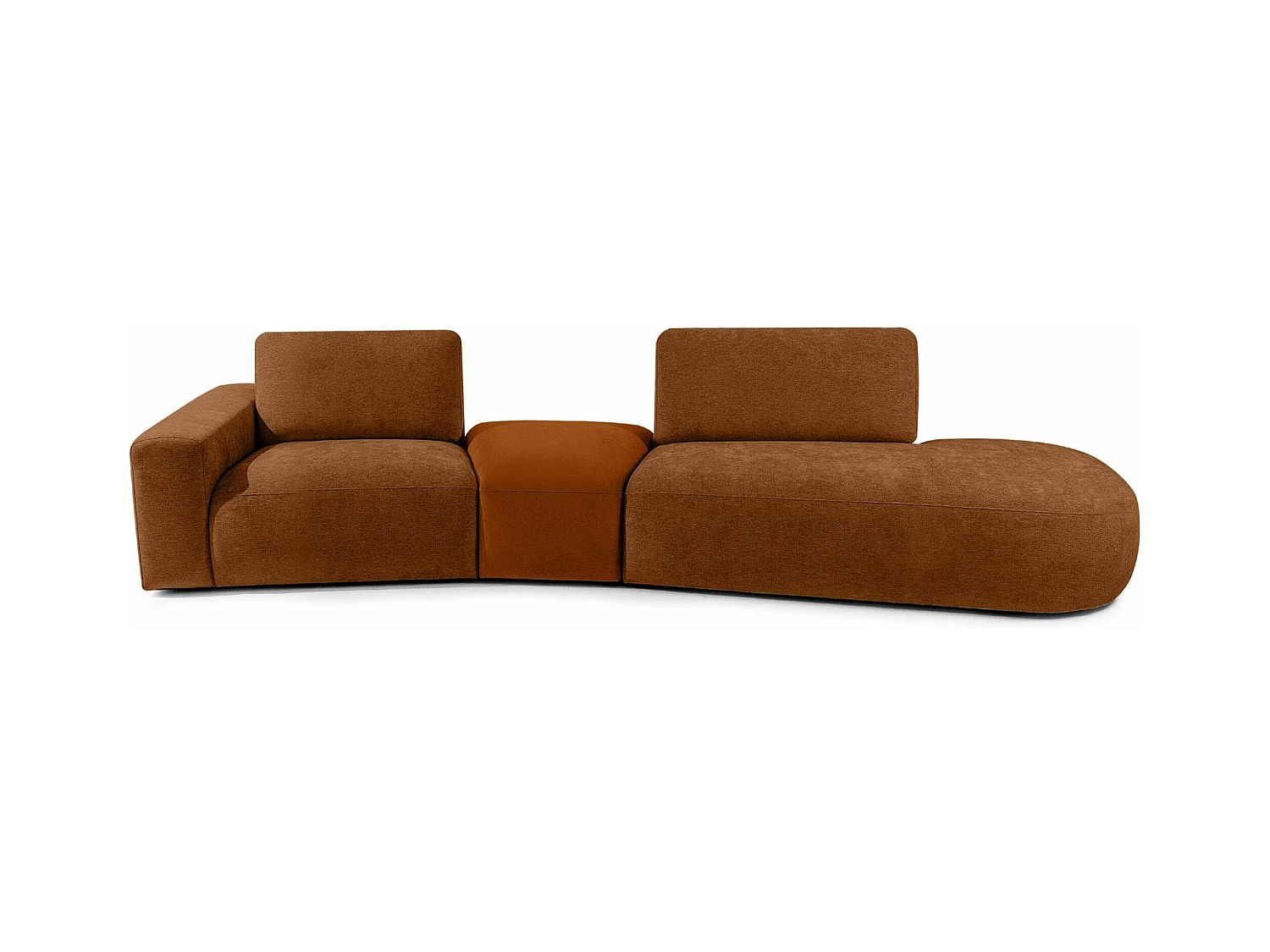 Ecksofa rechts - modern - ZUCCO - 4-Sitzer - Chenille Stoff - Kupfer