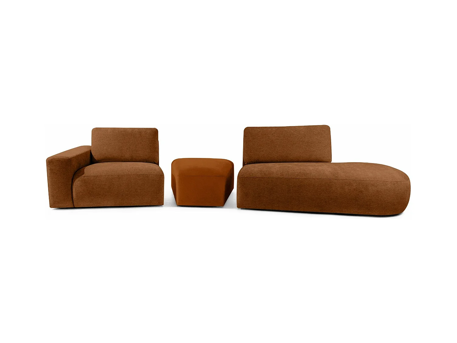 Ecksofa rechts - modern - ZUCCO - 4-Sitzer - Chenille Stoff - Kupfer