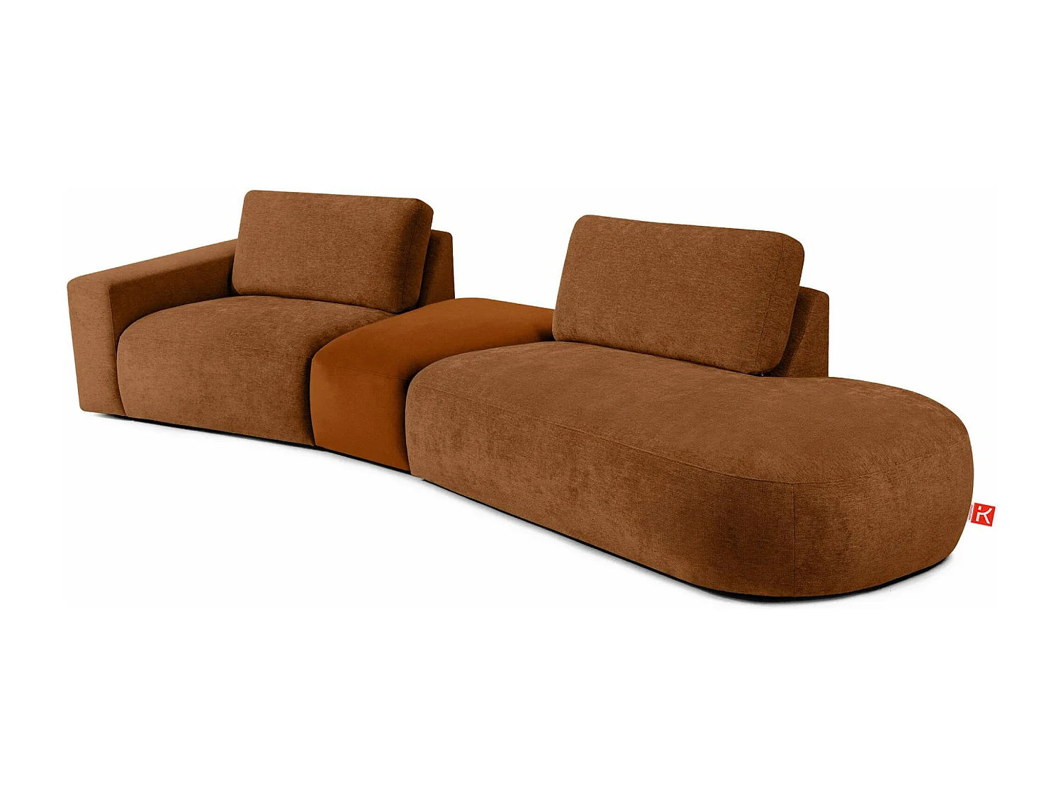 Canapé d'angle moderne droit - ZUCCO - 4 places - tissu chenille - Cuivre