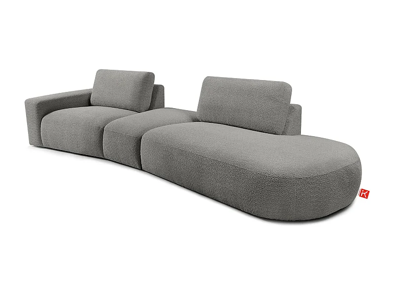 Ecksofa rechts - modern - ZUCCO - 4-Sitzer - Boucle - Grau