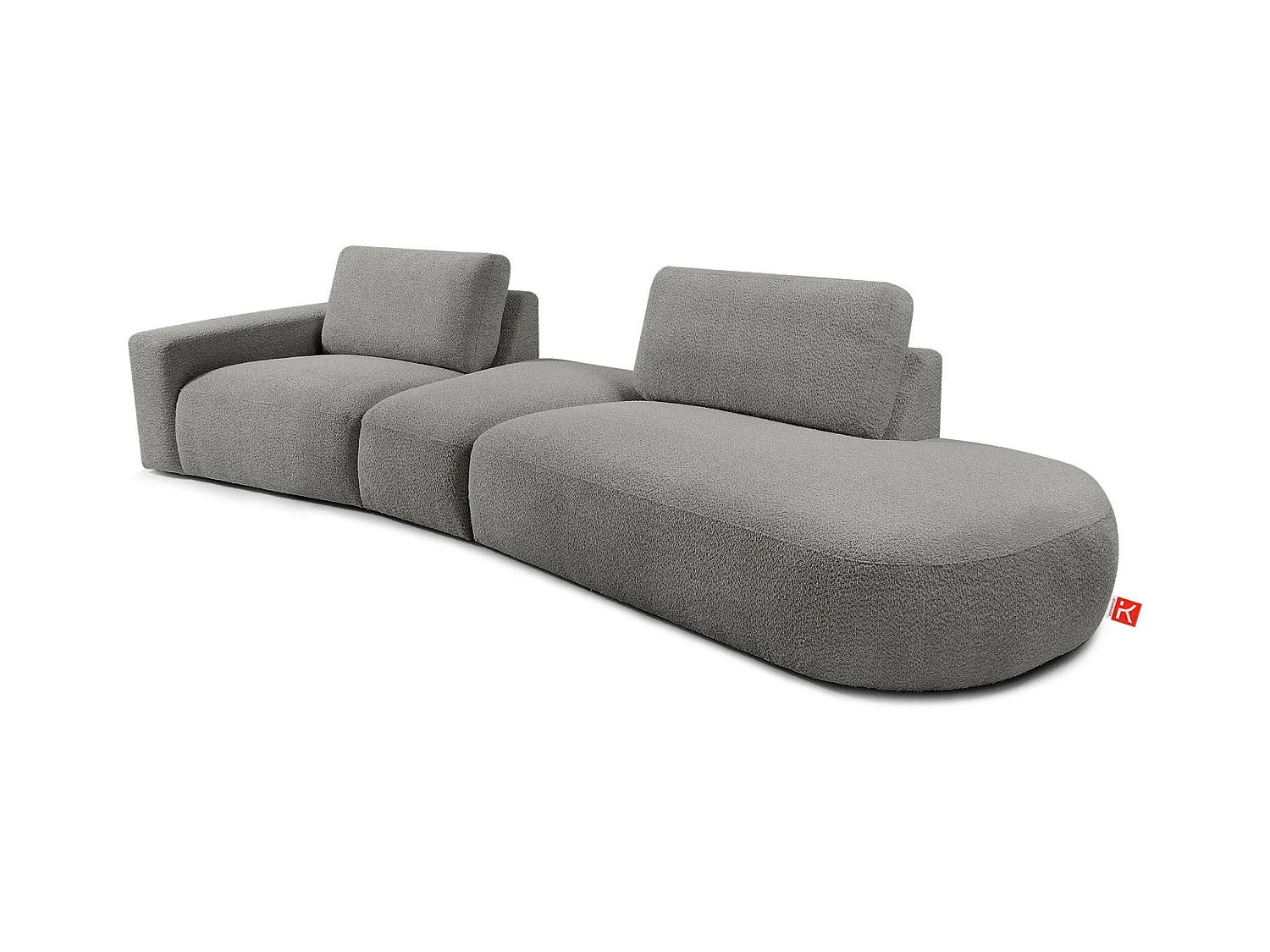 Canapé d'angle moderne droit - ZUCCO - 4 places - tissu boucle - Gris