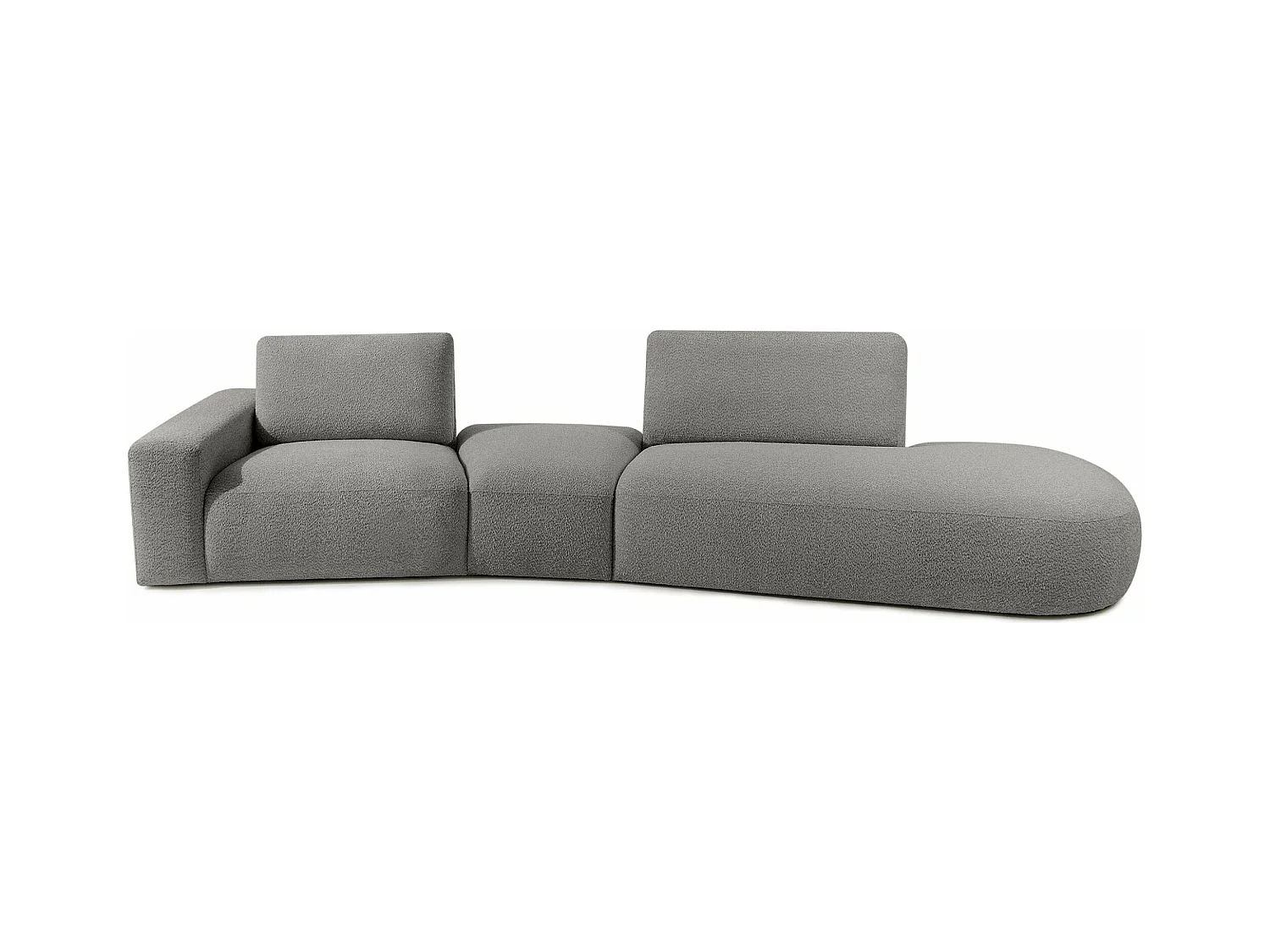 Canapé d'angle moderne droit - ZUCCO - 4 places - tissu boucle - Gris