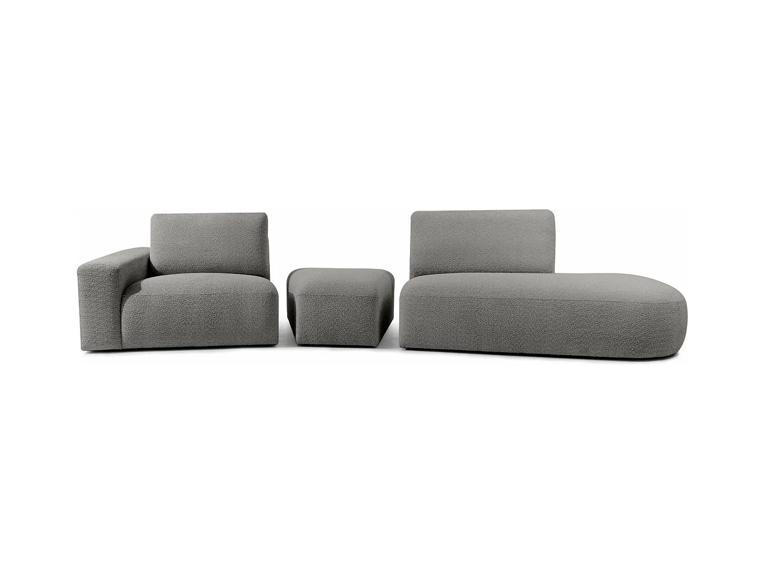 Canapé d'angle moderne droit - ZUCCO - 4 places - tissu boucle - Gris