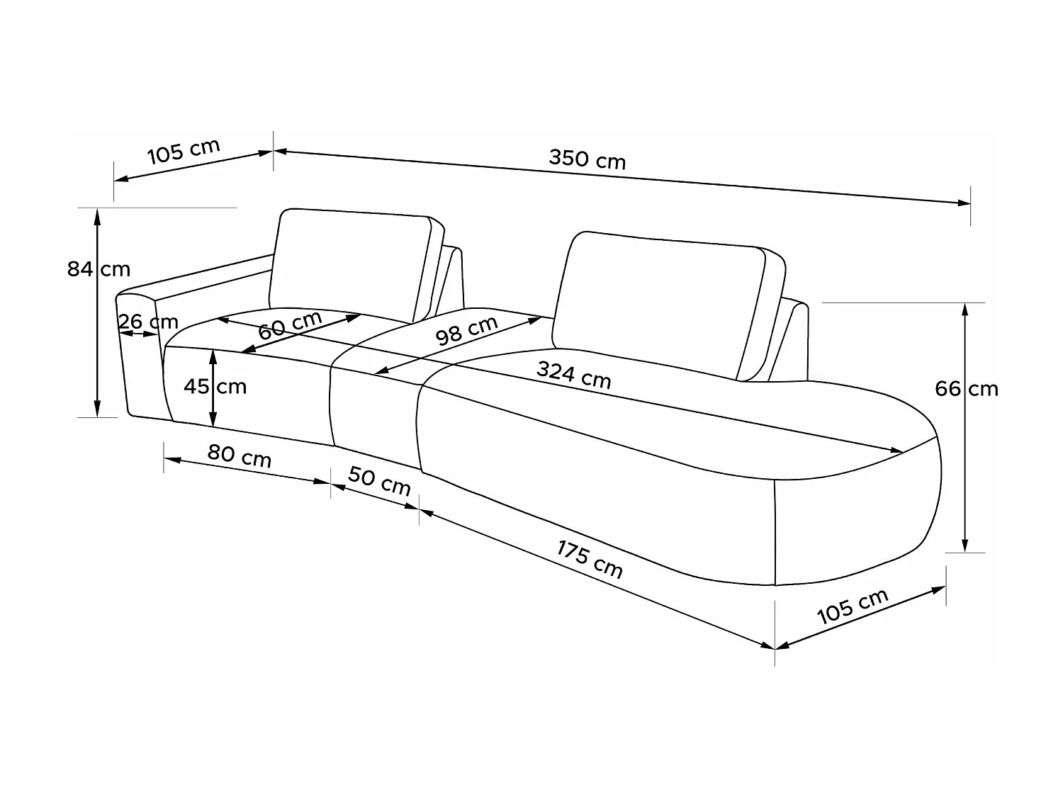 Ecksofa rechts - modern - ZUCCO - 4-Sitzer - Boucle - Grau