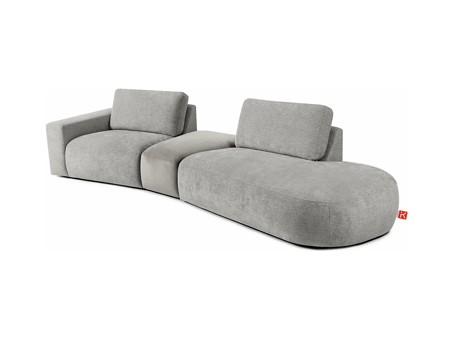 Ecksofa rechts - modern - ZUCCO - 4-Sitzer - Chenille Stoff - Hellgrau