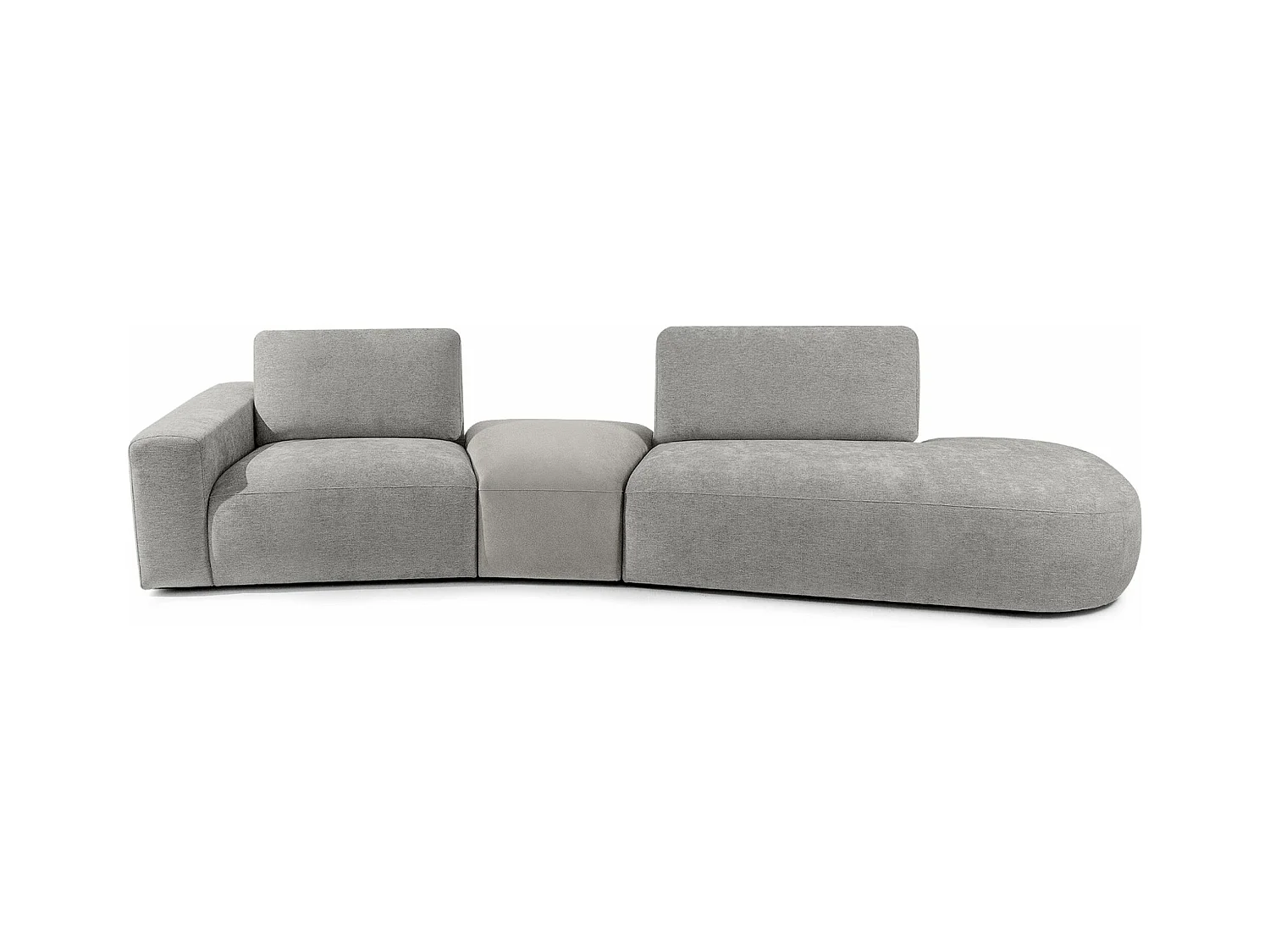 Ecksofa rechts - modern - ZUCCO - 4-Sitzer - Chenille Stoff - Hellgrau
