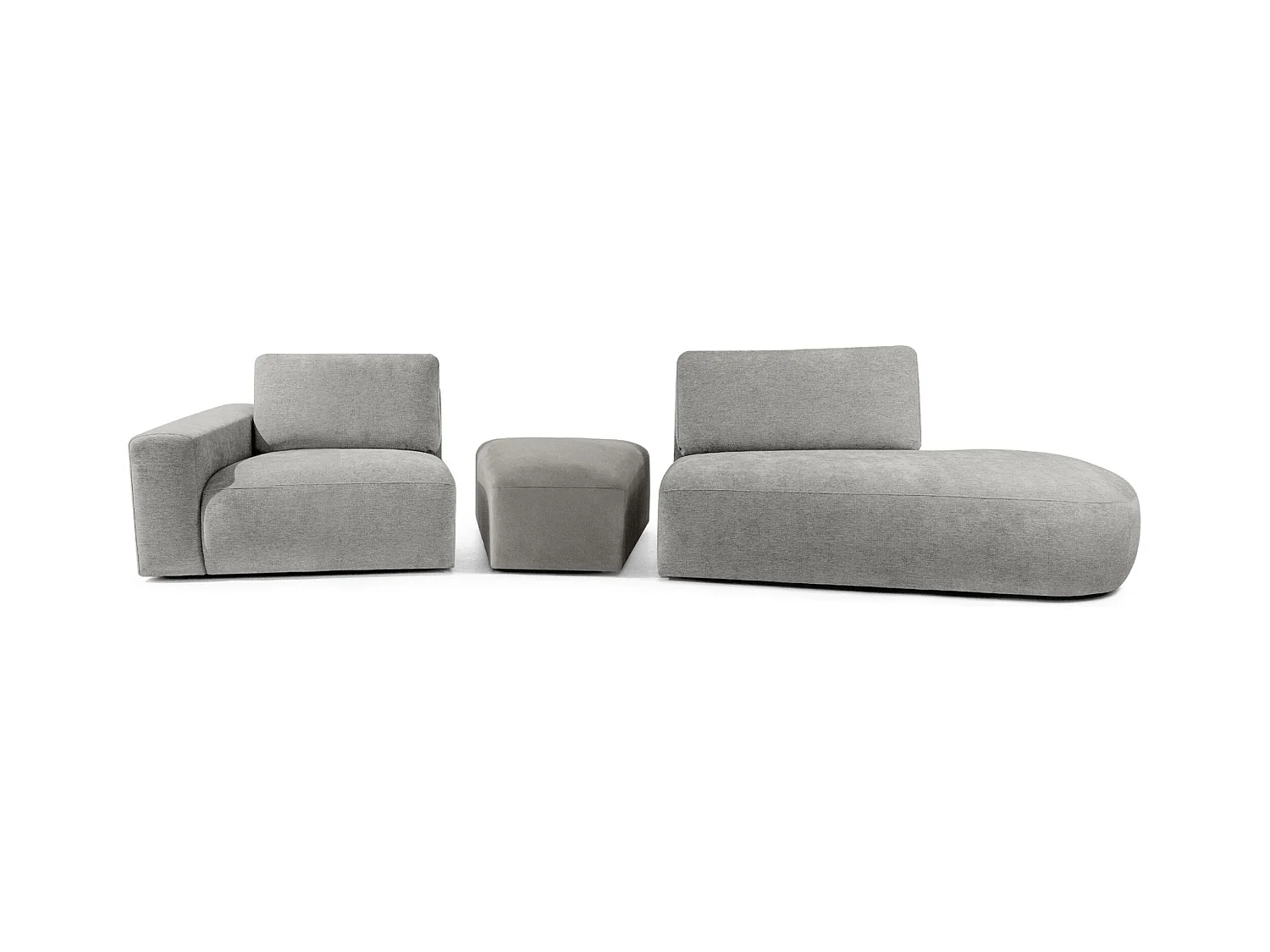 Ecksofa rechts - modern - ZUCCO - 4-Sitzer - Chenille Stoff - Hellgrau