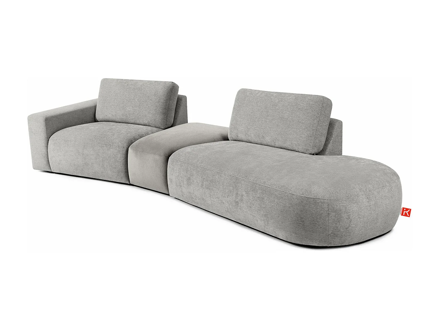 Ecksofa rechts - modern - ZUCCO - 4-Sitzer - Chenille Stoff - Hellgrau