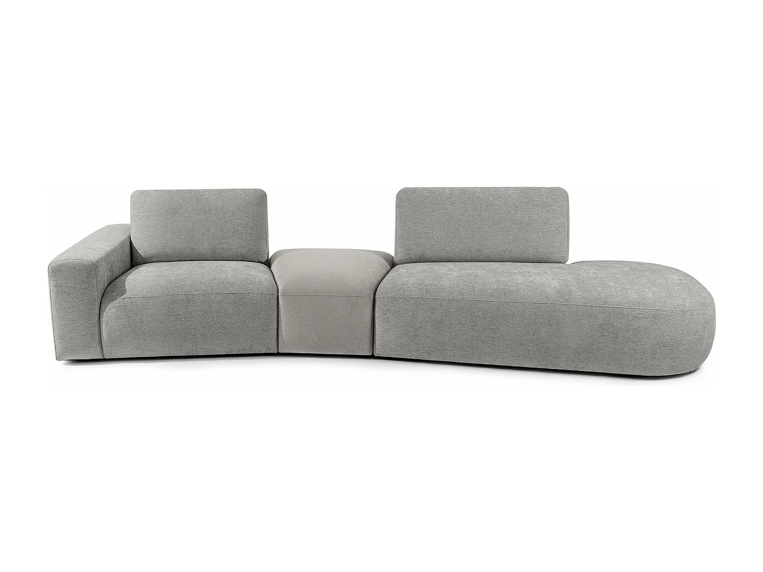 Ecksofa rechts - modern - ZUCCO - 4-Sitzer - Chenille Stoff - Hellgrau