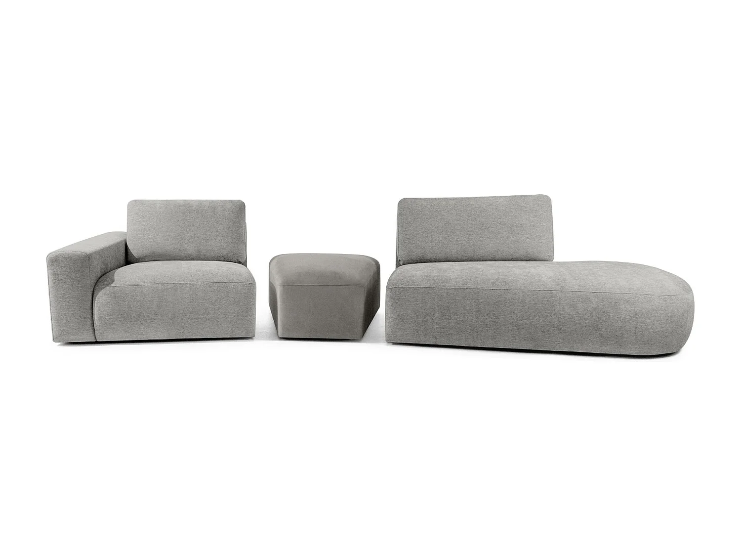 Ecksofa rechts - modern - ZUCCO - 4-Sitzer - Chenille Stoff - Hellgrau