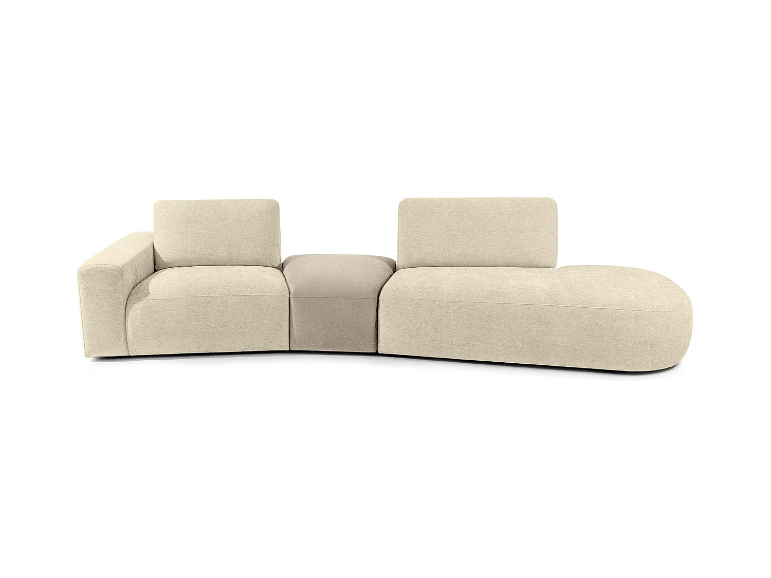 Ecksofa rechts - modern - ZUCCO - 4-Sitzer - Chenille Stoff - Creme