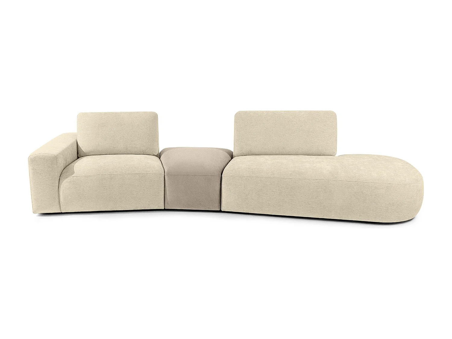 Ecksofa rechts - modern - ZUCCO - 4-Sitzer - Chenille Stoff - Creme