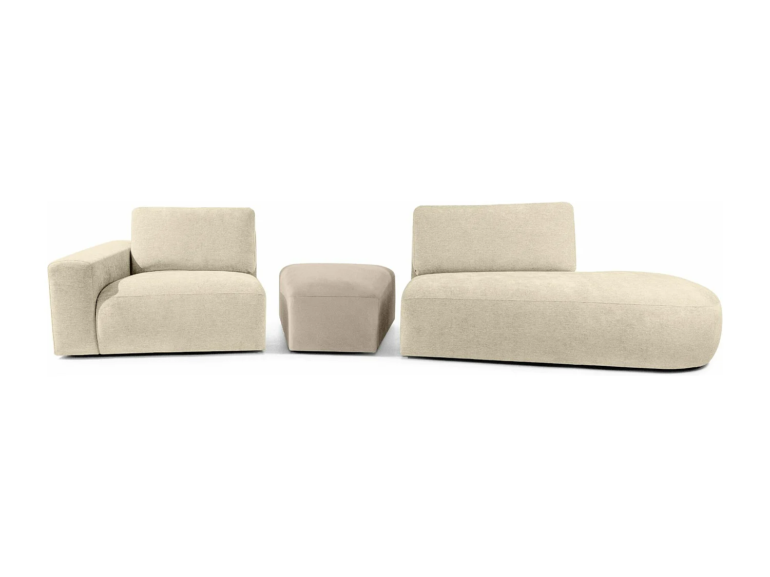 Ecksofa rechts - modern - ZUCCO - 4-Sitzer - Chenille Stoff - Creme