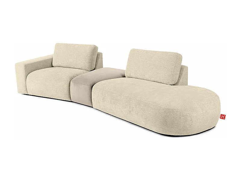 Ecksofa rechts - modern - ZUCCO - 4-Sitzer - Chenille Stoff - Creme