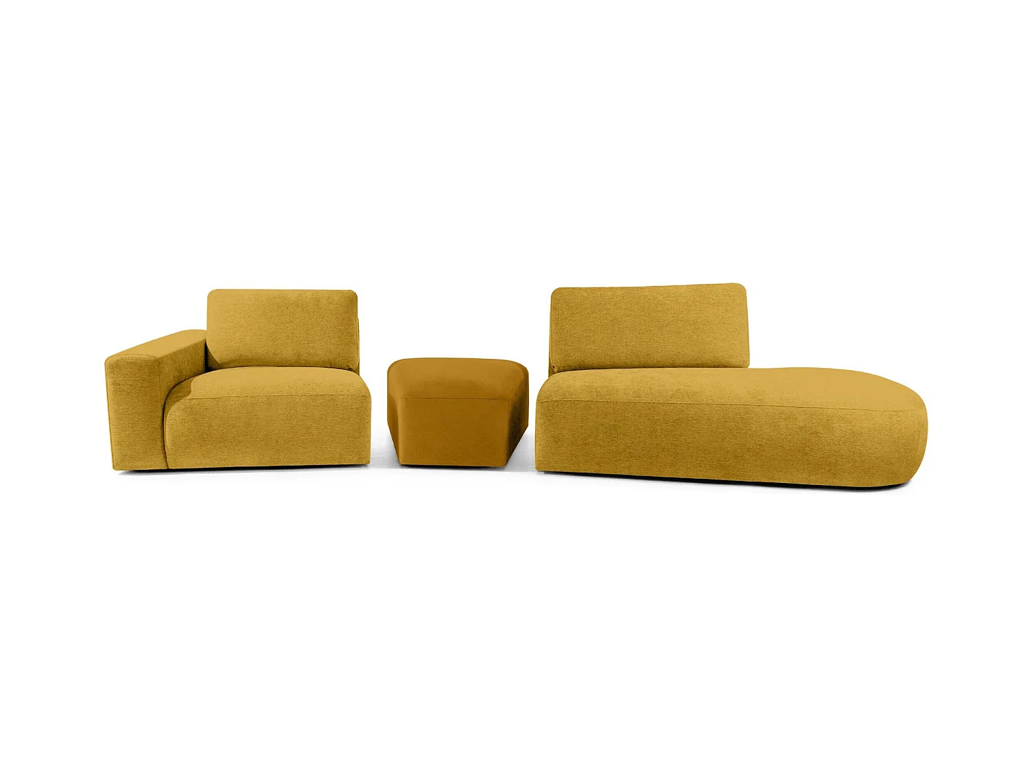Ecksofa rechts - modern - ZUCCO - 4-Sitzer - Chenille Stoff - Gelb