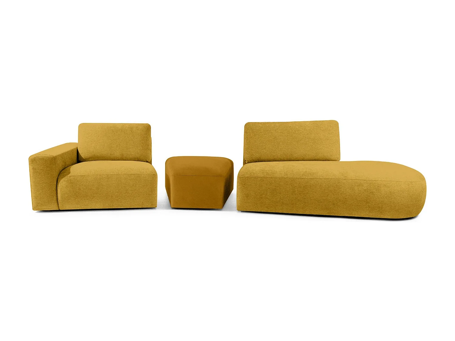 Ecksofa rechts - modern - ZUCCO - 4-Sitzer - Chenille Stoff - Gelb