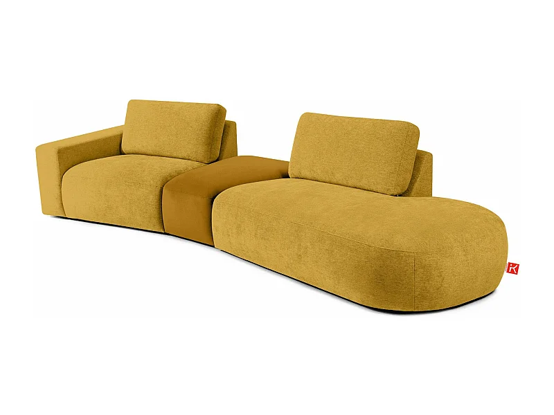 Canapé d'angle moderne droit - ZUCCO - 4 places - tissu chenille - Jaune